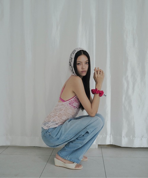 FEKETE(フェケテ)の「lace sleeveless hooded top / レースフーディータンク(タンクトップ・レディース・ライトピンク/パープル・LARGE/MEDIUM/SMALL)」の11枚目の写真