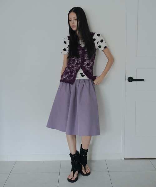 FEKETE(フェケテ)の「lace sleeveless hooded top / レースフーディータンク(タンクトップ・レディース・ライトピンク/パープル・LARGE/MEDIUM/SMALL)」の5枚目の写真