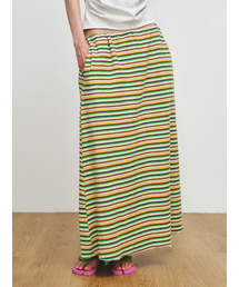 TERRY MULTI-STRIPE SKIRT, GREEN