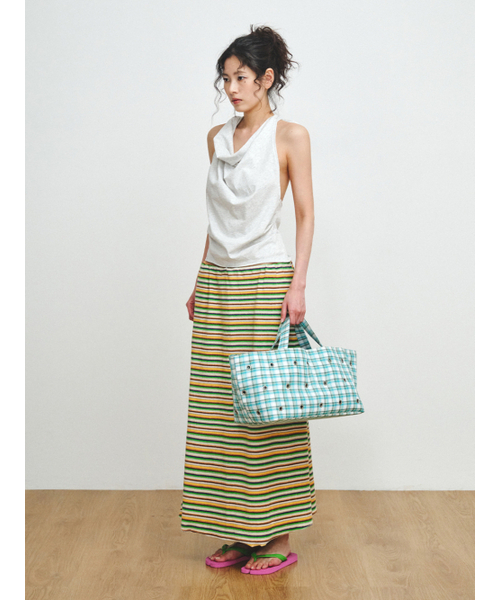 PLZPROJECT(プリーズプロジェクト)の「TERRY MULTI-STRIPE SKIRT, GREEN(スカート・レディース・グリーン・FREE)」の3枚目の写真