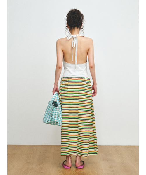 PLZPROJECT(プリーズプロジェクト)の「TERRY MULTI-STRIPE SKIRT, GREEN(スカート・レディース・グリーン・FREE)」の4枚目の写真