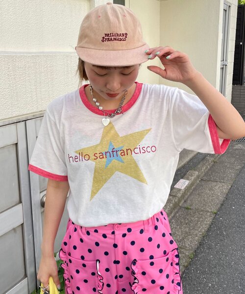 HELLO.SANFRANCISCO（ハローサンフランシスコ）の「【HELLO.SANFRANCISCO/ハローサンフランシスコ】ラインストーンプリントリンガーTEE（Tシャツ/カットソー・レディース・ブルー/ホワイト・ONE SIZE）」の15枚目の写真