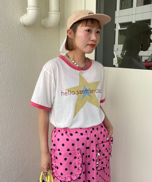 HELLO.SANFRANCISCO（ハローサンフランシスコ）の「【HELLO.SANFRANCISCO/ハローサンフランシスコ】ラインストーンプリントリンガーTEE（Tシャツ/カットソー・レディース・ブルー/ホワイト・ONE SIZE）」の18枚目の写真