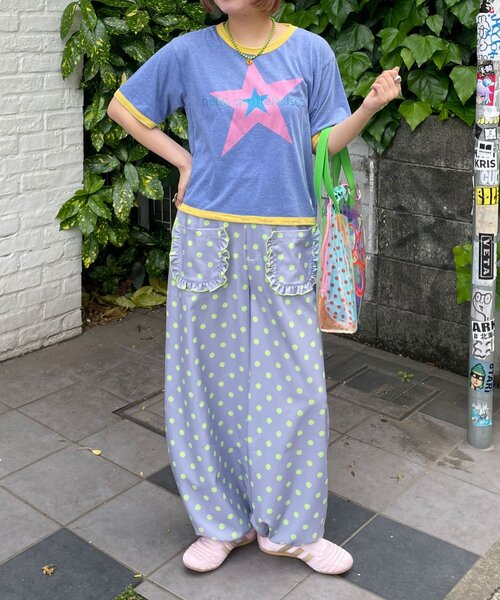 HELLO.SANFRANCISCO（ハローサンフランシスコ）の「【HELLO.SANFRANCISCO/ハローサンフランシスコ】ラインストーンプリントリンガーTEE（Tシャツ/カットソー・レディース・ブルー/ホワイト・ONE SIZE）」の7枚目の写真