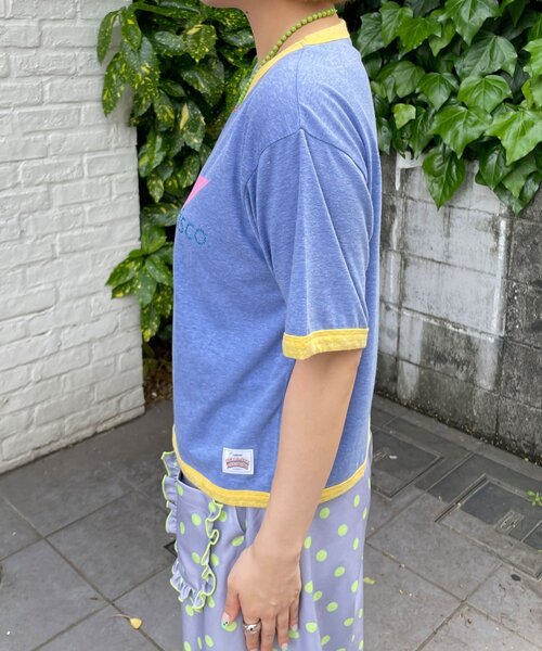 HELLO.SANFRANCISCO（ハローサンフランシスコ）の「【HELLO.SANFRANCISCO/ハローサンフランシスコ】ラインストーンプリントリンガーTEE（Tシャツ/カットソー・レディース・ブルー/ホワイト・ONE SIZE）」の11枚目の写真