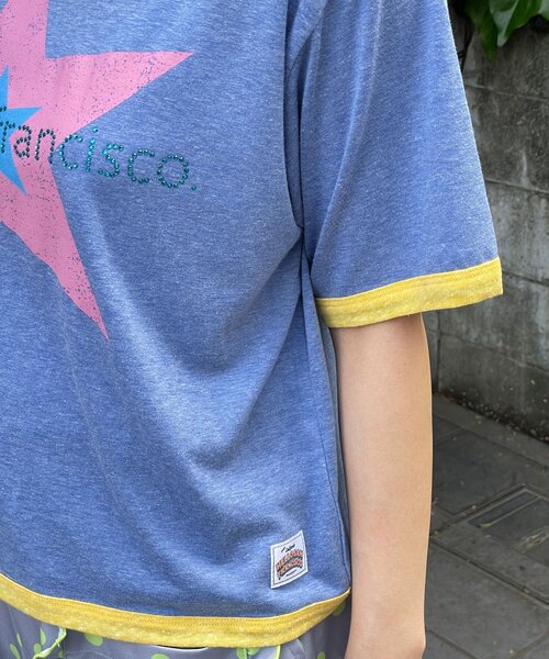 HELLO.SANFRANCISCO（ハローサンフランシスコ）の「【HELLO.SANFRANCISCO/ハローサンフランシスコ】ラインストーンプリントリンガーTEE（Tシャツ/カットソー・レディース・ブルー/ホワイト・ONE SIZE）」の13枚目の写真