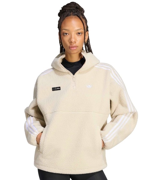 adidas(アディダス)の「adidas JENNIE FLEECE HOODIE JACKET / アディダス ジェニー フリース フーディー ジャケット(その他アウター・レディース・ライトベージュ・M/L/XL)」の1枚目の写真
