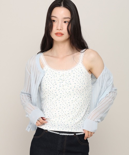 Heather(ヘザー)の「カップ付きヘンリーネックキャミ 815908(キャミソール・レディース・ホワイト系その他/アイボリー/ブラック系その他・S/M)」の2枚目の写真