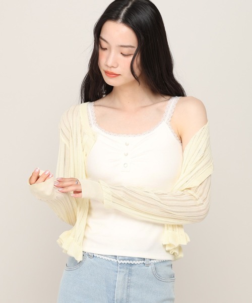 Heather(ヘザー)の「カップ付きヘンリーネックキャミ 815908(キャミソール・レディース・ホワイト系その他/アイボリー/ブラック系その他・S/M)」の1枚目の写真