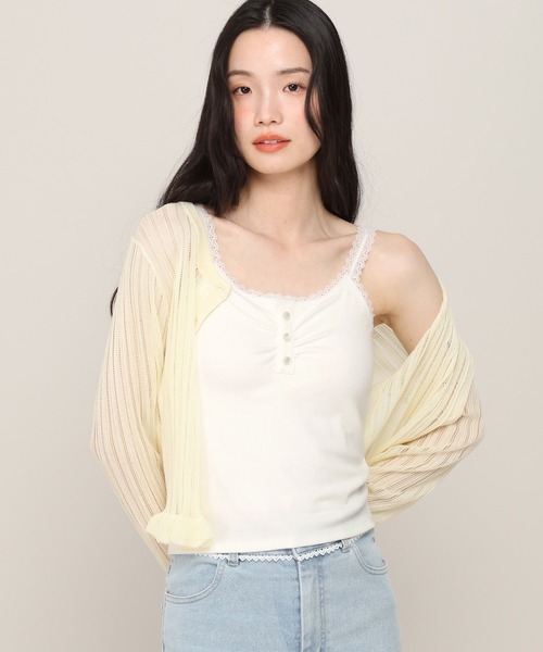 Heather(ヘザー)の「カップ付きヘンリーネックキャミ 815908(キャミソール・レディース・ホワイト系その他/アイボリー/ブラック系その他・S/M)」の8枚目の写真