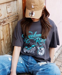 オーバーサイズバイクプリントTシャツ