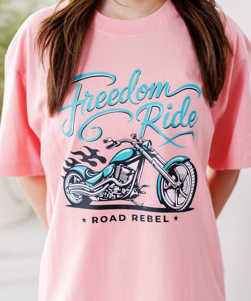 attagirl(アタガール)の「オーバーサイズバイクプリントTシャツ(Tシャツ/カットソー・レディース・グレー/ホワイト/ピンク・L/M)」の3枚目の写真