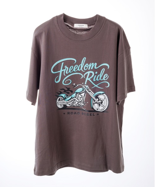 attagirl(アタガール)の「オーバーサイズバイクプリントTシャツ(Tシャツ/カットソー・レディース・グレー/ホワイト/ピンク・L/M)」の5枚目の写真