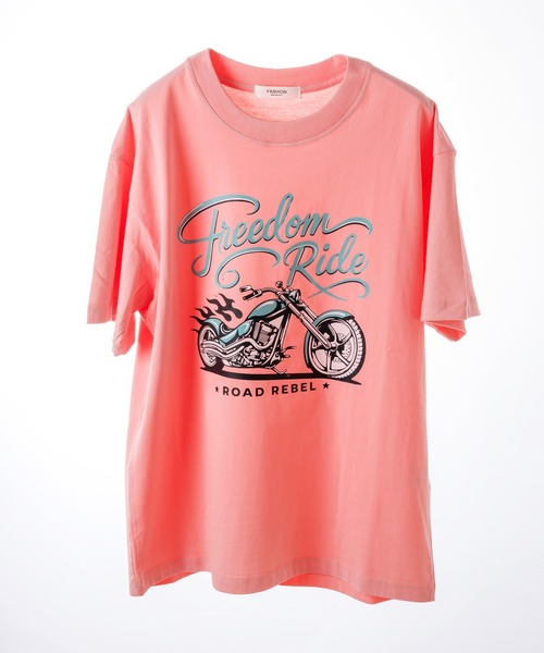 attagirl(アタガール)の「オーバーサイズバイクプリントTシャツ(Tシャツ/カットソー・レディース・グレー/ホワイト/ピンク・L/M)」の6枚目の写真