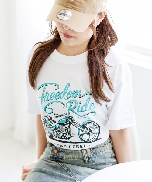 attagirl(アタガール)の「オーバーサイズバイクプリントTシャツ(Tシャツ/カットソー・レディース・グレー/ホワイト/ピンク・L/M)」の10枚目の写真