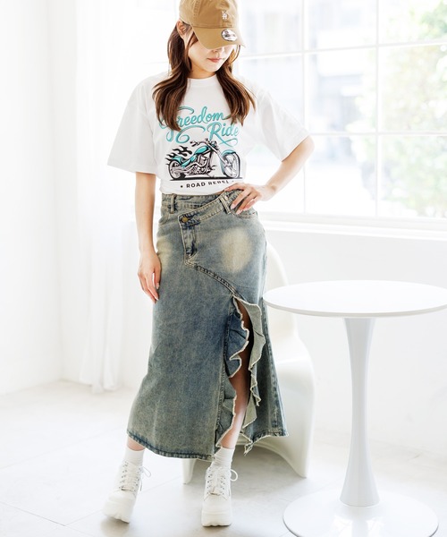 attagirl(アタガール)の「オーバーサイズバイクプリントTシャツ(Tシャツ/カットソー・レディース・グレー/ホワイト/ピンク・L/M)」の12枚目の写真