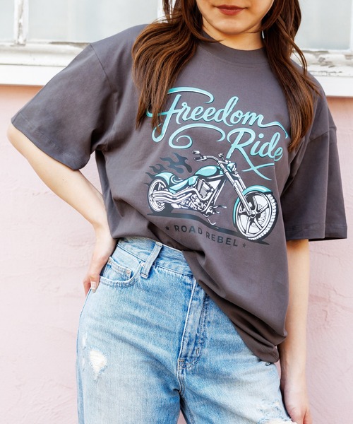 attagirl(アタガール)の「オーバーサイズバイクプリントTシャツ(Tシャツ/カットソー・レディース・グレー/ホワイト/ピンク・L/M)」の18枚目の写真