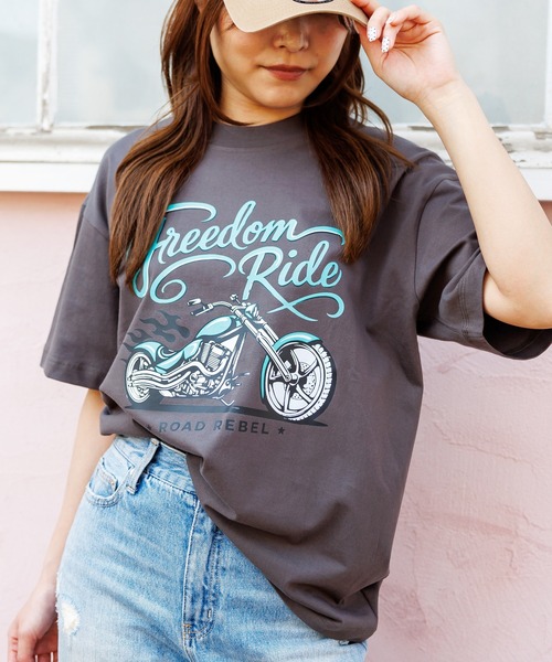 attagirl(アタガール)の「オーバーサイズバイクプリントTシャツ(Tシャツ/カットソー・レディース・グレー/ホワイト/ピンク・L/M)」の20枚目の写真