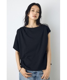 【身長/骨格別着用画像あり】【接触冷感】ひんやり♪アシンメトリードレープトップス 半袖 ノースリーブトップス 春服 夏服 秋服