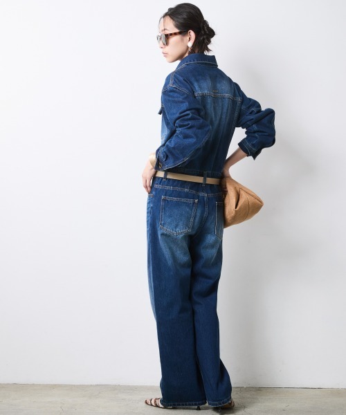 CHIC STYLE(シックスタイル)の「綿100%デニムジャンプスーツ<大きいサイズ有>シックスタイル(つなぎ/オールインワン・レディース・ブルー系・LL/L/M/5L/4L/3L)」の7枚目の写真