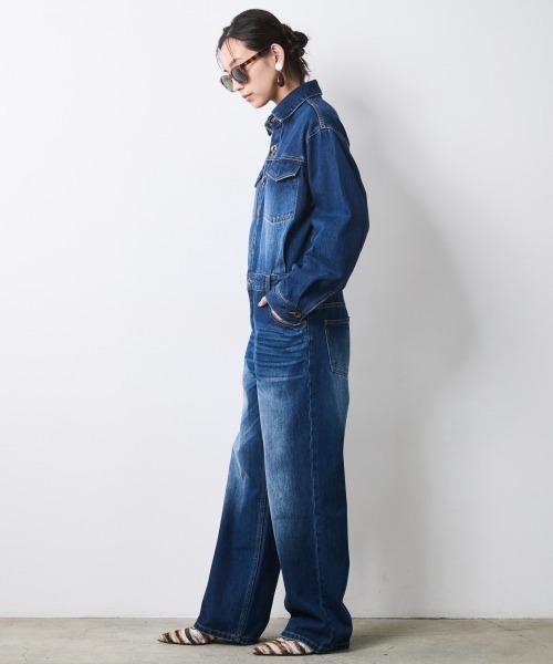 CHIC STYLE(シックスタイル)の「綿100%デニムジャンプスーツ<大きいサイズ有>シックスタイル(つなぎ/オールインワン・レディース・ブルー系・LL/L/M/5L/4L/3L)」の20枚目の写真