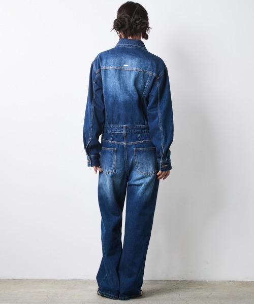 CHIC STYLE(シックスタイル)の「綿100%デニムジャンプスーツ<大きいサイズ有>シックスタイル(つなぎ/オールインワン・レディース・ブルー系・LL/L/M/5L/4L/3L)」の22枚目の写真