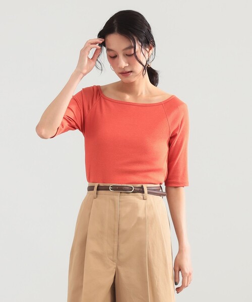 Demi-Luxe BEAMS(デミルクス ビームス)の「コットン キュプラ カップ付きプルオーバー(Tシャツ/カットソー・レディース・ブラウン/オレンジ・ONE SIZE)」の6枚目の写真