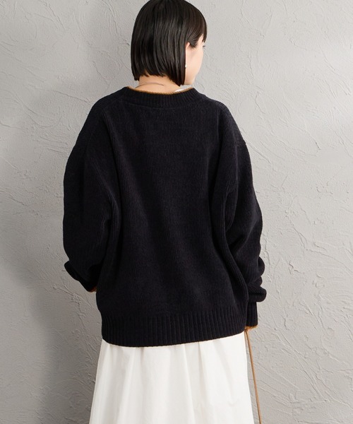FRED PERRY（フレッドペリー）の「【WEB先行予約】[FRED PERRY/フレッドペリー] 別注 ワンポイントロゴ刺繍 Vネック モールニットカーディガン（カーディガン/ボレロ・レディース・ブラック/ネイビー/キャメル・S/M/L）」の10枚目の写真