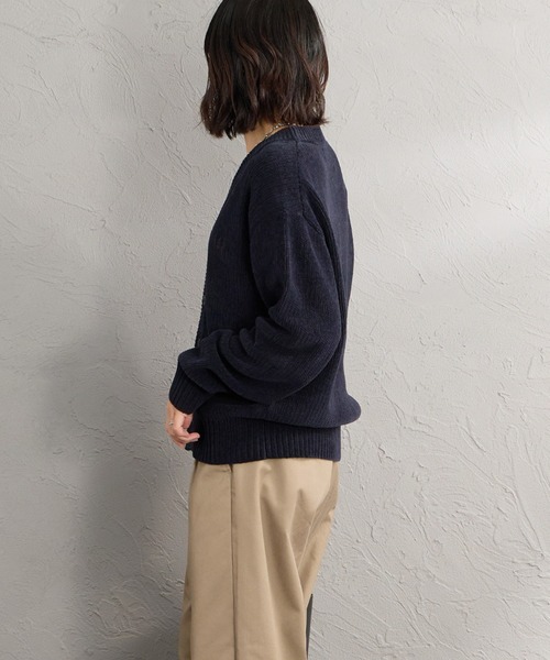 FRED PERRY（フレッドペリー）の「【WEB先行予約】[FRED PERRY/フレッドペリー] 別注 ワンポイントロゴ刺繍 Vネック モールニットカーディガン（カーディガン/ボレロ・レディース・ブラック/ネイビー/キャメル・S/M/L）」の19枚目の写真