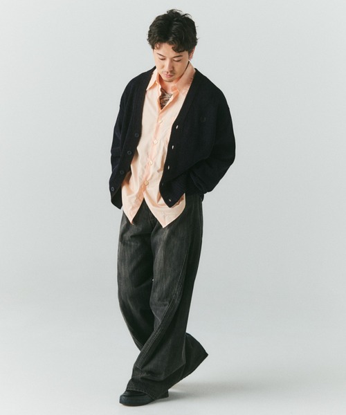 聯名重點標誌刺繡 V領雪尼爾針織開襟衫