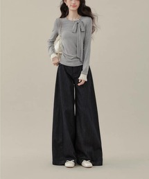 ハイウエストワイドデニムパンツ
