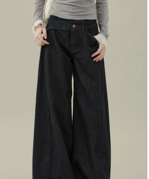 LUCPY(ラクピー)の「ハイウエストワイドデニムパンツ(デニムパンツ・レディース・ブラック・X-LARGE/LARGE/MEDIUM/SMALL)」の2枚目の写真