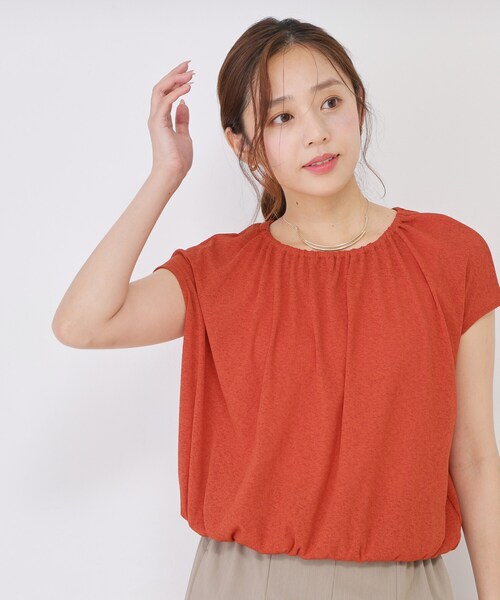 COUP DE CHANCE（クードシャンス）の「【手洗い可／日本製】ギャザーデザインプルオーバー（Tシャツ/カットソー・レディース・レンガ/ネイビー/ライトグレー系5/ライトグレー・38/34）」の10枚目の写真