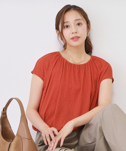 COUP DE CHANCE（クードシャンス）の「【手洗い可／日本製】ギャザーデザインプルオーバー（Tシャツ/カットソー・レディース・レンガ/ネイビー/ライトグレー系5/ライトグレー・38/34）」の11枚目の写真