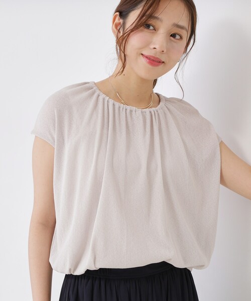 COUP DE CHANCE（クードシャンス）の「【手洗い可／日本製】ギャザーデザインプルオーバー（Tシャツ/カットソー・レディース・レンガ/ネイビー/ライトグレー系5/ライトグレー・38/34）」の17枚目の写真