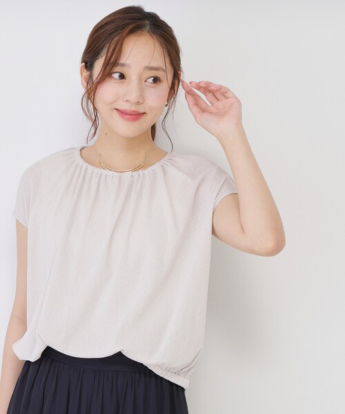 COUP DE CHANCE（クードシャンス）の「【手洗い可／日本製】ギャザーデザインプルオーバー（Tシャツ/カットソー・レディース・レンガ/ネイビー/ライトグレー系5/ライトグレー・38/34）」の18枚目の写真