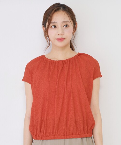 COUP DE CHANCE（クードシャンス）の「【手洗い可／日本製】ギャザーデザインプルオーバー（Tシャツ/カットソー・レディース・レンガ/ネイビー/ライトグレー系5/ライトグレー・38/34）」の22枚目の写真