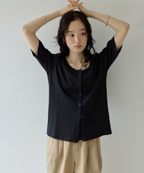 DISCOAT(ディスコート)の「【Noka】レースレイヤード風プルオーバー(Tシャツ/カットソー・レディース・オフホワイト/ブラック/グレー・FREE)」の17枚目の写真