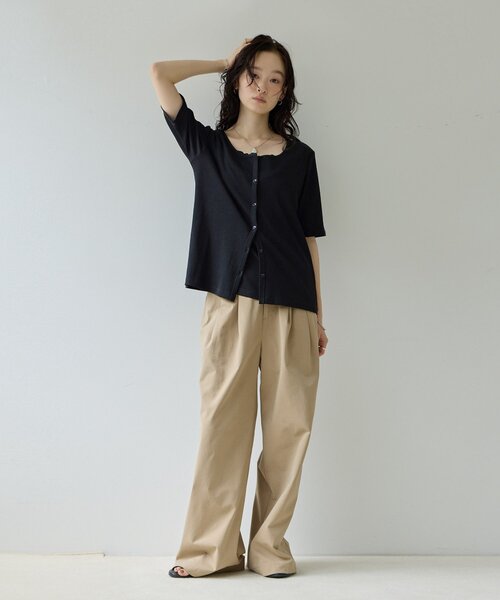 DISCOAT(ディスコート)の「【Noka】レースレイヤード風プルオーバー(Tシャツ/カットソー・レディース・オフホワイト/ブラック/グレー・FREE)」の9枚目の写真