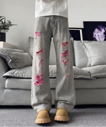DOUBLE STEAL | DSダメージリペアワイドデニムパンツ(デニムパンツ)
