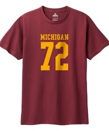 Ol' Basics(オール・ベーシックス) 半袖Tシャツ MICHIGAN ロゴ ナンバリング プリント 5.6オンス トップス カットソー レディース
