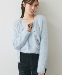 La boutique BonBon | 【アンサンブル可・極上の肌触り】へアリーフェザークルーネックカーディガン(カーディガン/ボレロ)