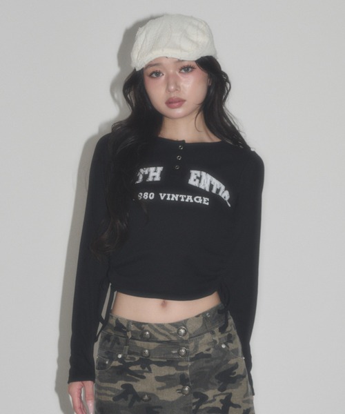 dispark(ディスパーク)の「DISPARK/【26年秋冬新作】ヘンリーサイドドロスト Tシャツ(Tシャツ/カットソー・レディース・ブラック/カーキ/アイボリー・FREE)」の3枚目の写真