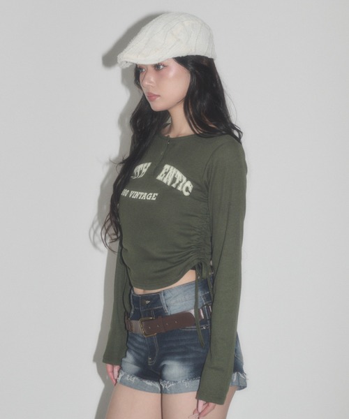 dispark(ディスパーク)の「DISPARK/【26年秋冬新作】ヘンリーサイドドロスト Tシャツ(Tシャツ/カットソー・レディース・ブラック/カーキ/アイボリー・FREE)」の8枚目の写真