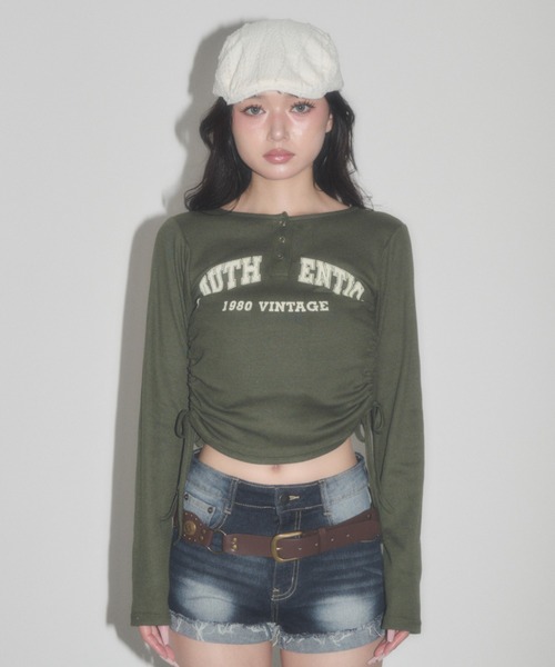 dispark(ディスパーク)の「DISPARK/【26年秋冬新作】ヘンリーサイドドロスト Tシャツ(Tシャツ/カットソー・レディース・ブラック/カーキ/アイボリー・FREE)」の9枚目の写真