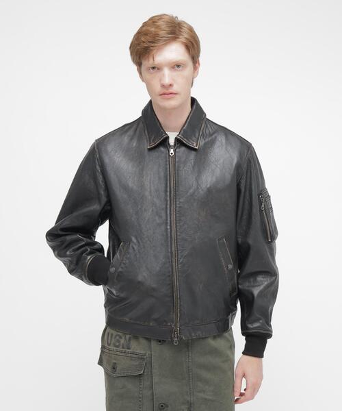 AVIREX(アヴィレックス)の「《NAVAL COLLECTION》LEATHER JACKET”FLY FOR NAVY” / レザージャケット フライ フォー ネイビー / AVIREX / アヴィレックス(ブルゾン・メンズ・ブラック・X-LARGE/XX-LARGE/LARGE)」の6枚目の写真