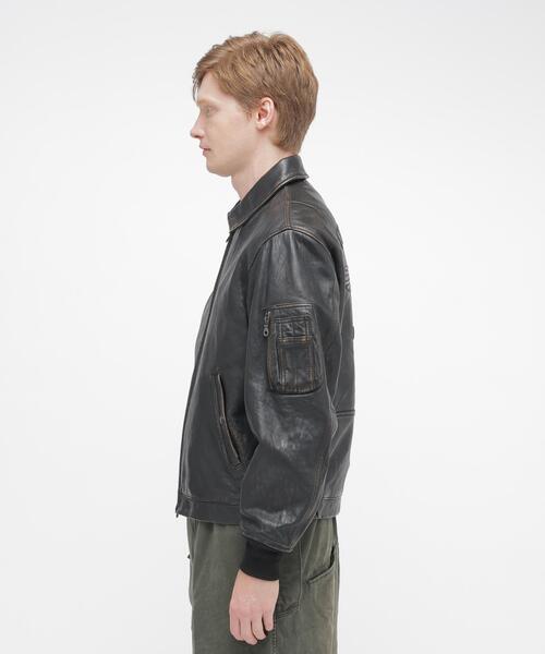 AVIREX(アヴィレックス)の「《NAVAL COLLECTION》LEATHER JACKET”FLY FOR NAVY” / レザージャケット フライ フォー ネイビー / AVIREX / アヴィレックス(ブルゾン・メンズ・ブラック・X-LARGE/XX-LARGE/LARGE)」の3枚目の写真