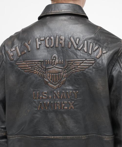 AVIREX(アヴィレックス)の「《NAVAL COLLECTION》LEATHER JACKET”FLY FOR NAVY” / レザージャケット フライ フォー ネイビー / AVIREX / アヴィレックス(ブルゾン・メンズ・ブラック・X-LARGE/XX-LARGE/LARGE)」の14枚目の写真