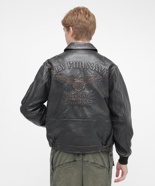 NAVAL COLLECTION》LEATHER JACKET”FLY FOR NAVY” / レザージャケット
