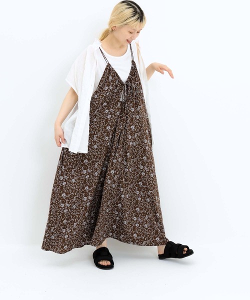 HEART MARKET（ハートマーケット）の「プリントギャザーキャミワンピース（ワンピース・レディース・ブラック系/ブラウン系/ブラック系1・FREE）」の8枚目の写真
